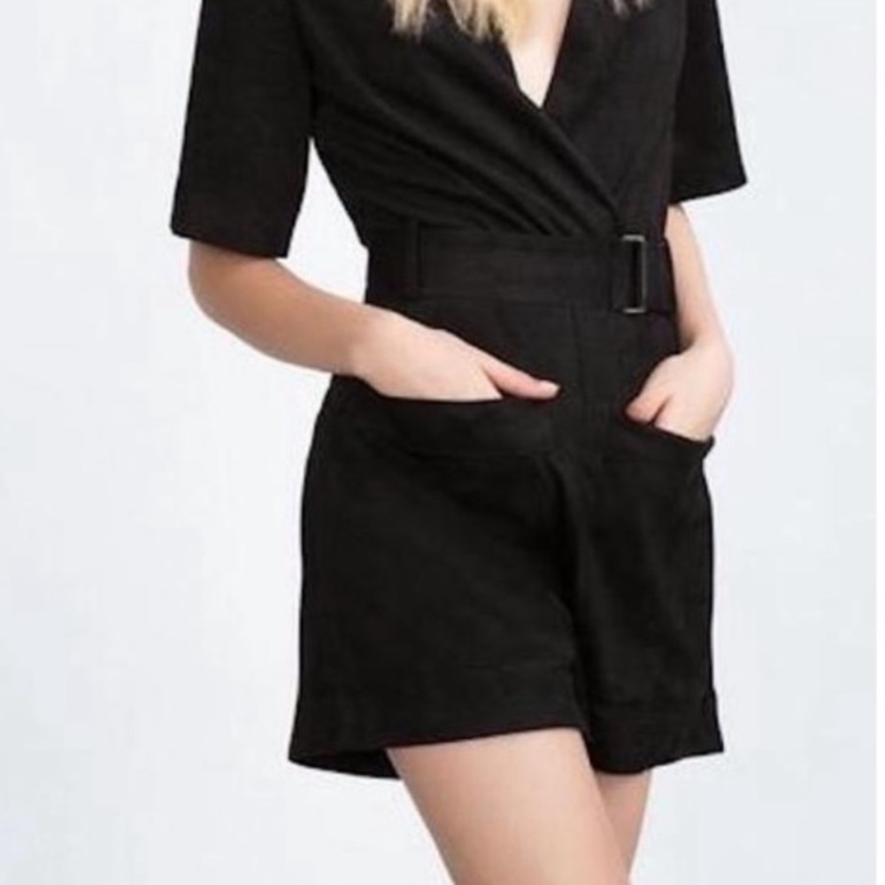 ZARA TRAFALUC FAUX SUEDE ROMPER